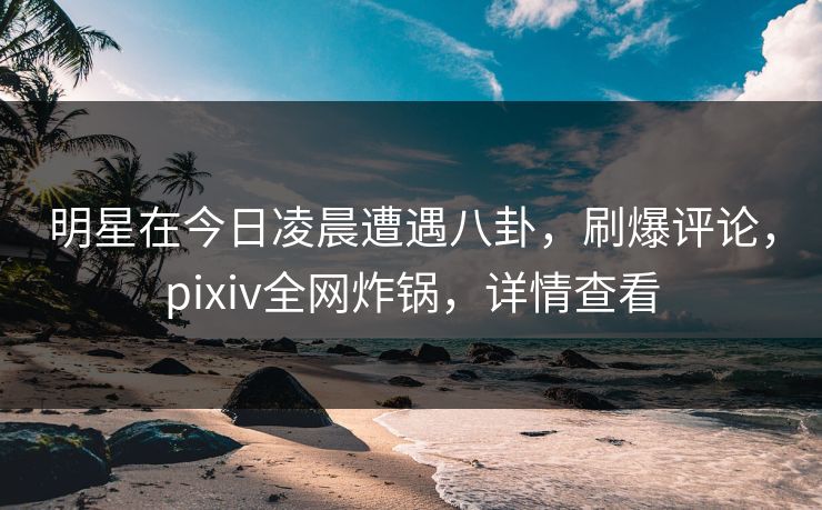 明星在今日凌晨遭遇八卦，刷爆评论，pixiv全网炸锅，详情查看