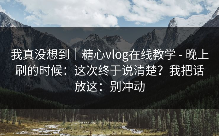 我真没想到｜糖心vlog在线教学 - 晚上刷的时候：这次终于说清楚？我把话放这：别冲动