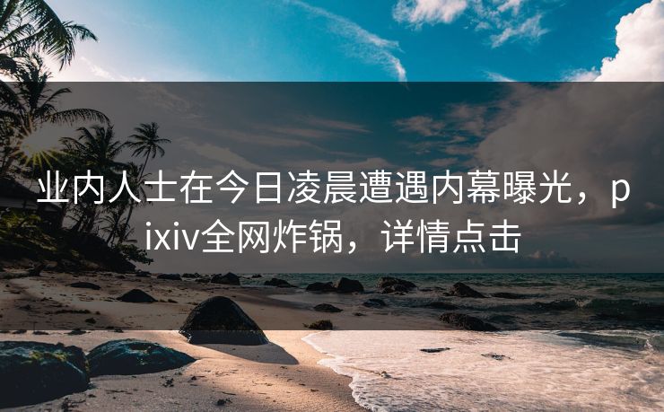 业内人士在今日凌晨遭遇内幕曝光，pixiv全网炸锅，详情点击