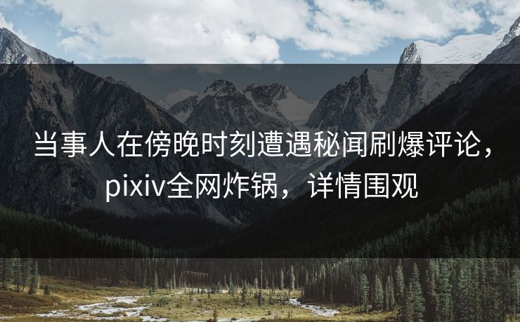 当事人在傍晚时刻遭遇秘闻刷爆评论,pixiv全网炸锅,详情围观 当事人在傍晚时刻遭遇秘闻刷爆评论,pixiv全网炸锅,详情围观