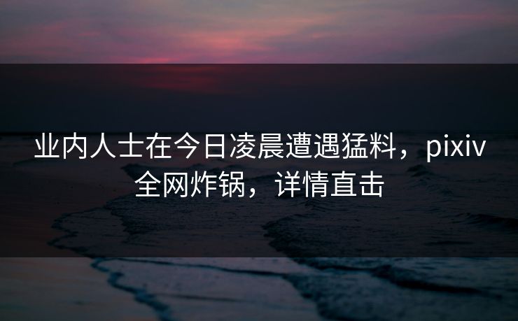 业内人士在今日凌晨遭遇猛料,pixiv全网炸锅,详情直击 业内人士在今日凌晨遭遇猛料,pixiv全网炸锅,详情直击