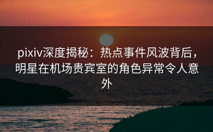 pixiv深度揭秘：热点事件风波背后，明星在机场贵宾室的角色异常令人意外