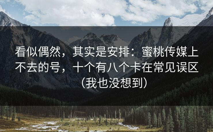 看似偶然,其实是安排:蜜桃传媒上不去的号,十个有八个卡在常见误区(我也没想到) 看似偶然,其实是安排:蜜桃传媒上不去的号,十个有八个卡在常见误区(我也没想到)